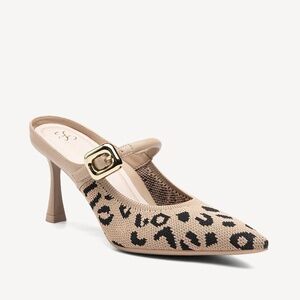 Cosy Island GraceLithe Pointed Toe Heeled Mules - 2X Arch Support Leopard Size 7